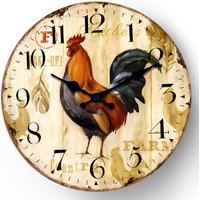 Vintage Farmhouse Kitchen Wall Clocks, Battery Operated Rooster Analog Clock For Dinning Living Room Decor,Decorative Hanging