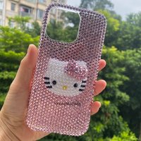 Sanrio HelloKitty Full Diamond Case for IPhone 16 15 14 13 12 11 Pro Max for IPhone 15 16 Plus 13 14 Pro 17 Air Rhinestone Cover