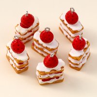 10pcs Cartoon Cute Resin Strawberry Cake Charms for Jewelry Making Handmade Necklaces Earrings Making Accessories