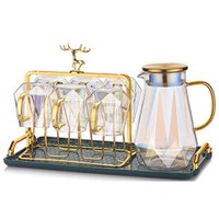 Colorful Diamond Texture Glass Teapot Set Hot Cold Water Kettle Water Jug Transparent Coffee Pot Home Water Carafe Glass Pitcher
