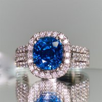 Luxurious S925 sterling silver ring blue zircon inlaid with colored gemstones wedding jewelry for women