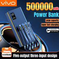 VIVO 120W 500000mAh Power Bank Built in 4 Cables Large Capacity Fast Charging Portable External Battery for iPhone Samsung New