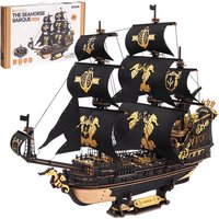 ROBOTIME 3D Wooden Puzzle Wooden Ship Model Kits for Teens&Adults to Build Home Desk Decoration Gifts (The Seahorse Barque)