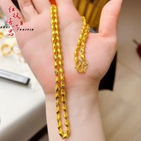 9999 24K real gold couple fashion wheat ear gold necklace, real gold men's and women's gold jewelry gold necklace