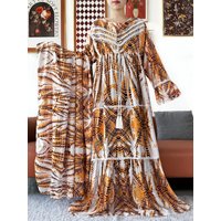 Fashion Kashkha Dress Cotton Dubai Abaya Long Sleeve Muslim Dress Loose Boho Maxi Casual African Clothing with Big Scarf ED310