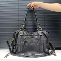 Soft Leather Retro Bag Shoulder Messenger Bag Large Capacity Tote Bag Y2K Motorcycle Bag