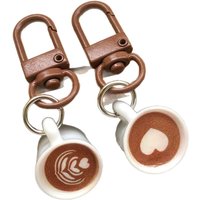 Cartoon coffee cup keychain girl gift keychain pendant book bag hanging accessory couple keychain