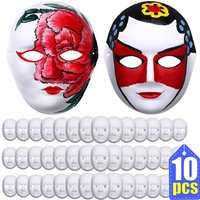 1-10pcs Full Face Masks Paper Blank White Halloween Cosplay Craft Masks For Arts DIY Costume Halloween Party