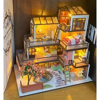 DIY Wooden Miniature Model Kit Mini Dream Town Casa Doll Houses 3D Puzzle Dollhouse With Furniture for Friends Birthday Gifts