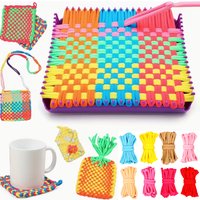 Colorful Elastic Loom Bands Set Rainbow Bracelet Making Kit DIY Rubber Band Woven Bracelets Craft Toys For Girls Birthday Gifts
