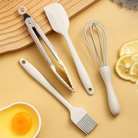 Food Grade Egg Beater Mini Food Clip Silicone Mini Baking Tool 4-piece Set Mini Baking Scraper Oil Brush Cooking Tool Set
