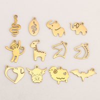 5Pcs Elephant/Monkey/Snake Animal Charms Stainless Steel Necklace/Bracelet/Earrings Pendants for DIY Jewelry Making Accessories