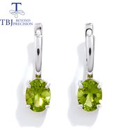 925 Sterling Silver Natural Peridot Simple & Elegant Clasp Earring for women Girls Luxury Jewelry Gift