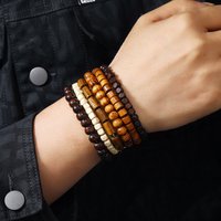 Men Retro Folk Style Jewelry Design Diverse Multi-color Multi-layer Suit Wooden Beads Elastic Bracelet Jewelry For Men