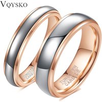 Classic 4/6mm Tungsten Men Ring Bilateral Curved Rose Gold Stainless Steel Ring for Women Wedding Band Couples Jewelry Accessory