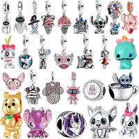 New Hot Sale 925 Sterling Silve Minnie Mickey Castle Charms Beads Dangle For Bracelet Necklace keychain Woman Jewelry Gifts