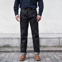 Sauce Zhan Mens Jeans Sanforized Selvedge Denim Jeans Limited EditionDouble-sided Dyeing 66 Fit 20 Oz image 4