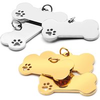 100PCS Stainless Steel Bone Pet ID Tag Pet Cat Dog Paw Collar Accessories Decoration Engraving CollarsDog Multi-Function Plate