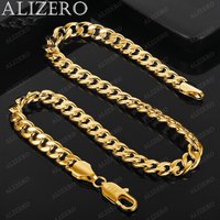 ALIZERO 18K Gold Necklace 20 Inches Cuban Chain Necklaces For Men Women Fine Jewelry Gifts Personality Fashion Hip Hop Chain