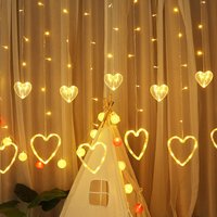EU Plug Heart Shaped Curtain Light Fairy String Lights Christmas Garland Outdoor Party Home Wedding New Year Decor Valentine's