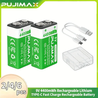 Akumulator USB 9V PUJIMAX 4400mWh Typ-C Akumulator 6F22 9V Li-ion do helikoptera RC Model Multimetru Zabawka
