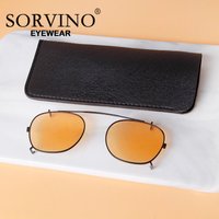 SORVINO Polarized Cilp On Sunglasses For Women Men Brand Designer Light Tea Vintage Retro UV400 Sun Glasses With Case