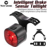 WEST BIKING Smart Brake Taillight IP66 Waterproof USB Charging Bike Rear Light 6 Modes Intelligent Brake Sensor Bike Accessories