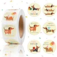 500Pcs Cute Dog Birthday Stickers For Pet Birthday Decoration Puppy Party Waterproof Stickers Laptop Water Bottle Scrapbooking