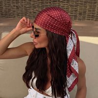 Dot Print Square Scarf For Women Silk Shawl Neckerchief Female Hair Bands Head Wraps Headband Foulard 90cm Satin Hijab Bandana