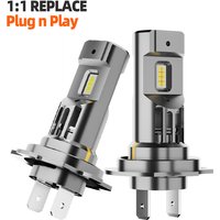 2Pcs Mini H7 LED Headlight Bulb Wireless 120W CSP 1:1 Orignal Size 600% Brighten Replace for Car Lights 6000K