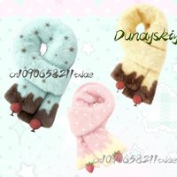 Kawaii Warm Winter Matcha Chocolate Strawberry Cheesecake Scarf Girls Jirai Kei Lolita Daily Party Carnival Gifts Halloween