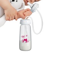 Silicone Kids Bottle Leakproof Portable Non Slip Milk Bottle with Nipple Straw for Boys Girls Parents Home Bedroom Living Use