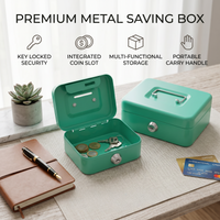 Creative Handheld Household Metal Cash Box Deposit Steel Tin Security Safe Petty Portable Storage Money Bank with Key Lockable