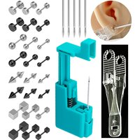 19pcs Stud Earring Piercing Kit Include 1pc Piercing Gun 5pcs Needles 1pc Tweezers 12pcs Cartilage Daith Lobe Stud Earrings