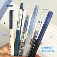 6PCS Colored Calligraphy Pen Multiple Types Pen Set 0.5mm Gel Pen Soft Head Retro Brush Pen Painting Drawing Pen Art Supply