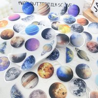 50pcs Cartoon Planets Transparent PET Stickers Decals For Laptop Letter Refrigerator Guitar DIY Creative Aesthetic Stickers