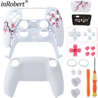 Full Replacement Controller Shell Set For PS5 DualSense Housing BDM-010/020/030/040/050 Peach Blossoms DIY Mod Case with Tools