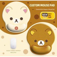 Cute and easy bear wrist guard mouse pad, easy bear mouse pad two-piece set, simple keyboard and hand support integrated