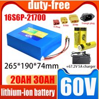 100% New 60V 21700 lithium-ion battery pack 30Ah 20Ah 10Ah 0-2500W high-power electric tool with built-in BMS+67.2V charger EU