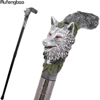 Silver Resin Wolf Head Tree Root Walking Cane Stick for Cosplay Everyday Use with Deluxe Box 93cm Performance Stage Cane