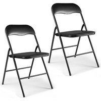 1pc/2pc Folding chair Portable Home Office Chair Black Foldable for Camping & Outdoor Seating Space-Saving Beach Chairs