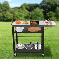 Outdoor Bar Cart Grill Station, Griddle Table,Folding Grill Cart with 4 Wheels, Outdoor Kitchen Island for Camping, Lawn
