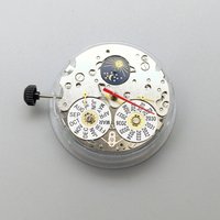 Seagull ST1655 Montre mécanique à mouvement automatique avec affichage du calendrier annuel et mensuel à six aiguilles, 21 rubis, date blanche à 3 heures