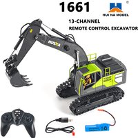 HUINA 1661 Thirteen Channel Excavator 1/18 Remote Control Vehicle Semi-Alloy Bucket Excavator Model Engineering Vehicle Boy Gift