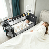 Fashion Foldable Travel Bed Baby Bed Newborn Bed, with Diaper Table,Bring Mosquito Net,wheels, for Babies Aged 0-6 Months Cradle
