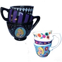 Alice In Wonderland Cartoon Stacked Cup Creative Three-Layer Painted Ceramic Mug Personalized Water Cup Coffee Cup Gifts