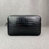 Authentic crocodile leather men's handbag real crocodile leather men's one-shoulder cross-body bag fashionable black postman bag