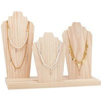 Removable Displays Wood Plank Necklace Storage Holder Bust Easel Jewelry Display for Necklaces Rings Storage Blanched Almond
