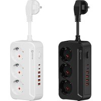 EU-Stecker AC-Steckdosen Multitap-Steckdosenleiste Verlängerungskabel Elektrische Steckdosenleiste mit USB Typ C Schnellladung Netzfilter-Adapter