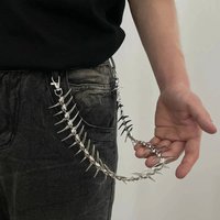 KunJoe Exaggerate Heavy Punk Metal Rivet Waist Chain Keychain Men HipHop Trouser Jeans Pants Waist Link Chains Jewelry Accessory